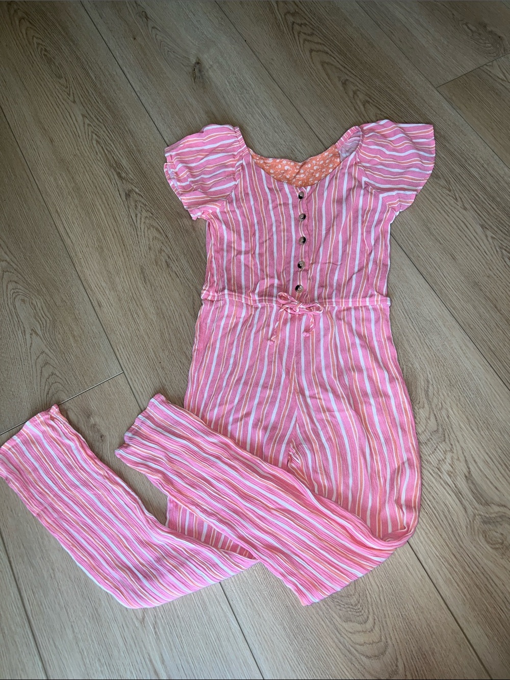 Pink Striped Button-Front Jumpsuit